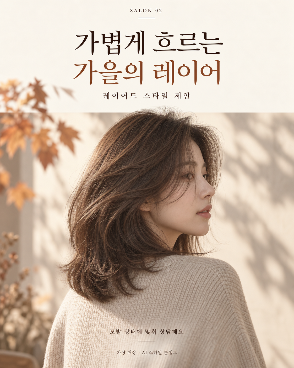 가상 매장 가을 레이어드 스타일 홍보물, AI 콘셉트